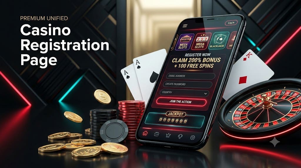 Casino registration page on desktop